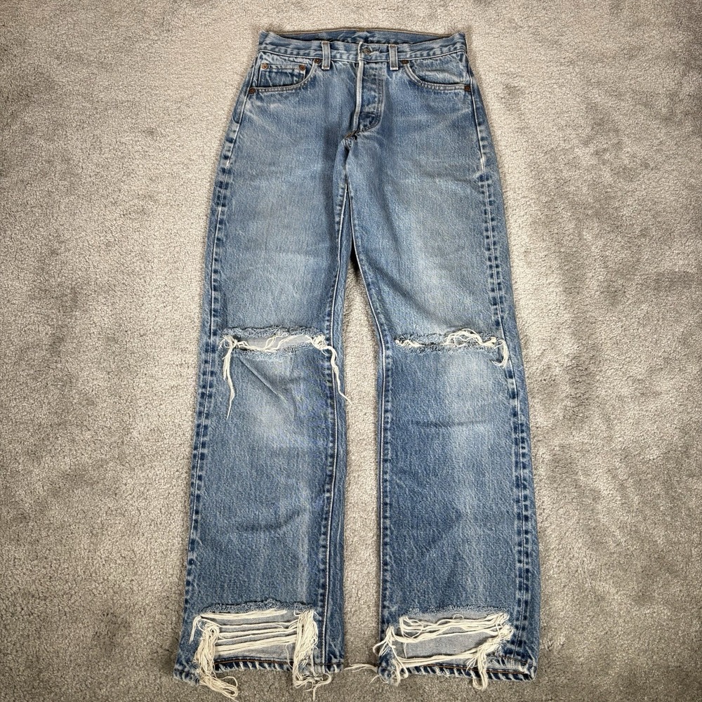 Vintage Levis 501 Jeans Size 27x30 Original Fit Blue Denim Distressed 1982